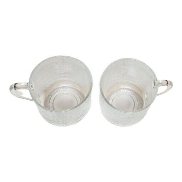 Set Of 2 Christmas Tree Mugs Cups Frosted Clear Tempered Glass, Duralex France - Picture 4 of 5